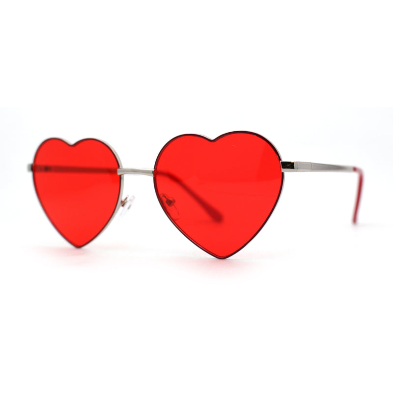 Womens Classic Metal Rim Heart Shape Valentines Sunglasses