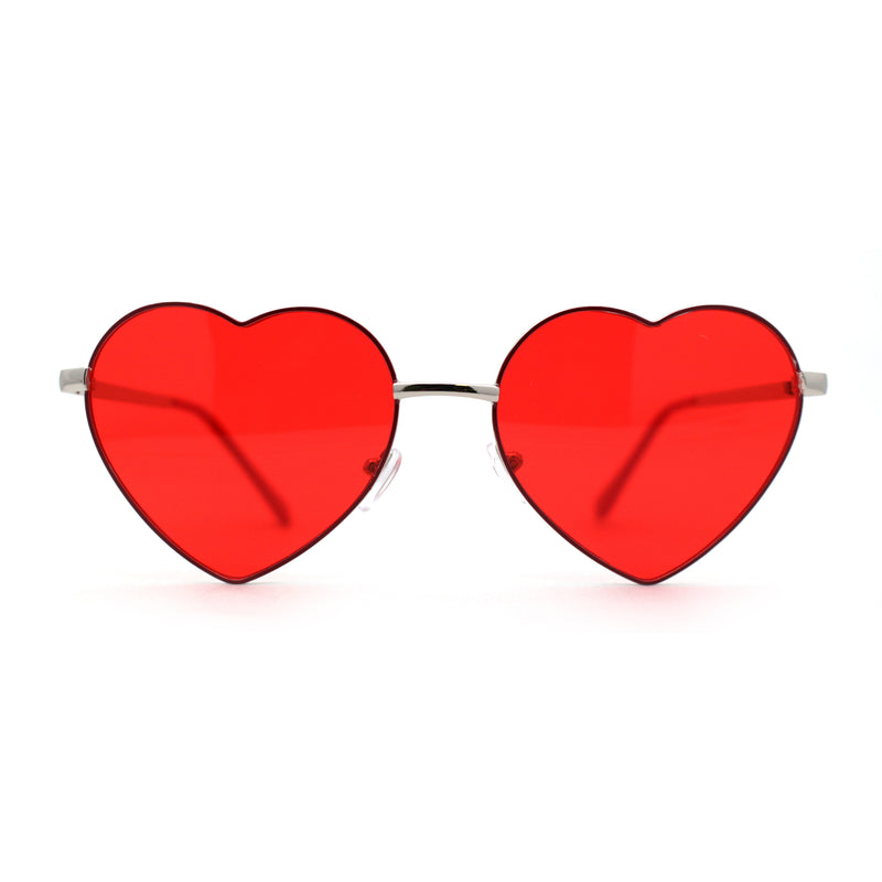 Womens Classic Metal Rim Heart Shape Valentines Sunglasses