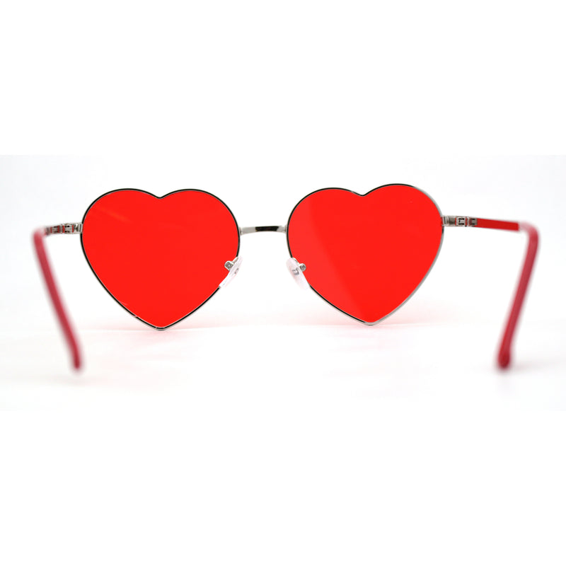 Womens Classic Metal Rim Heart Shape Valentines Sunglasses