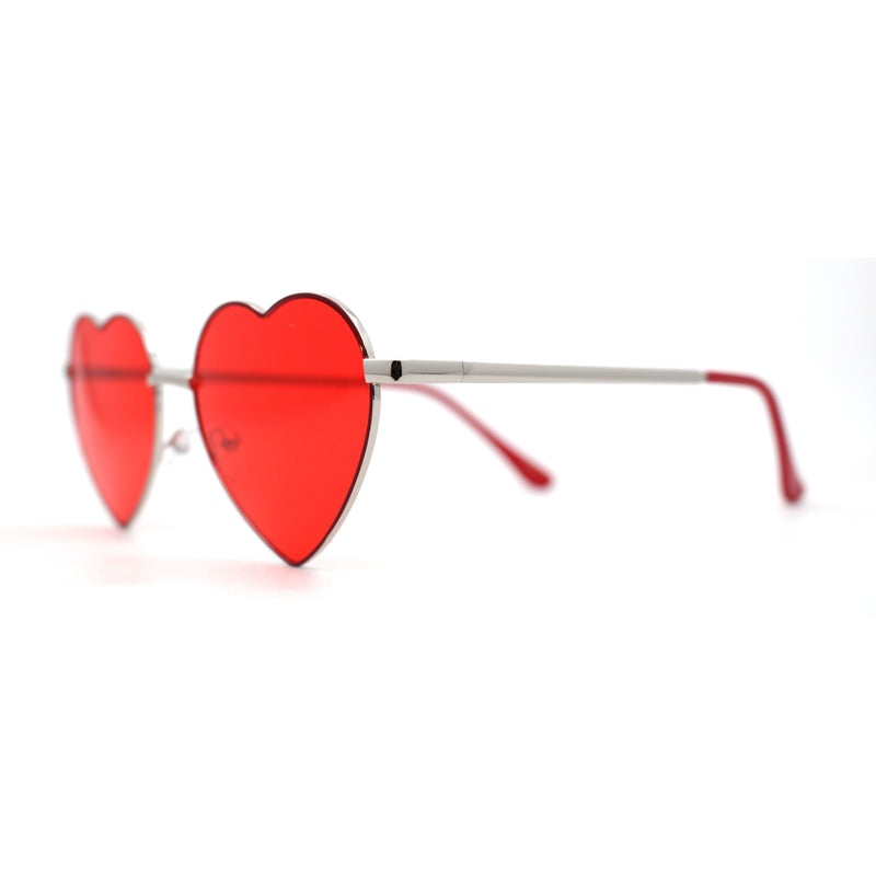 Womens Classic Metal Rim Heart Shape Valentines Sunglasses