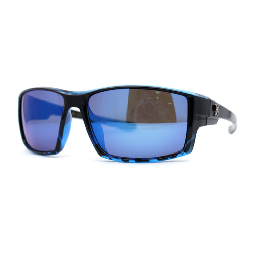 Mens Color Mirror Rectangle Wrap Plastic Sport Sunglasses