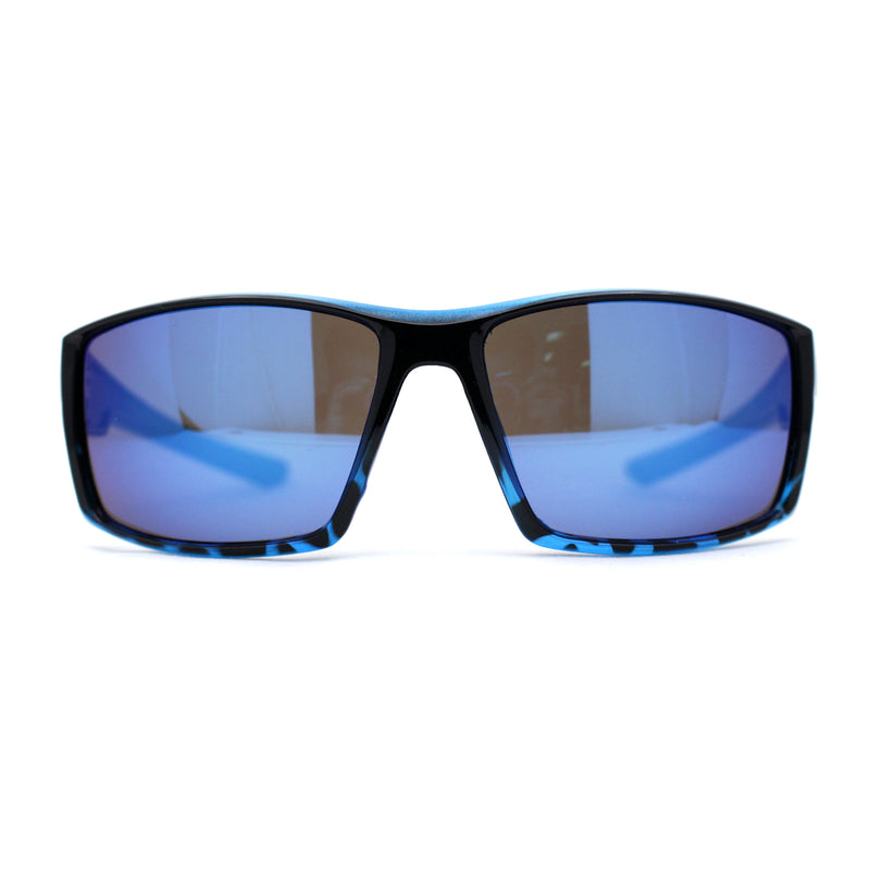 Mens Color Mirror Rectangle Wrap Plastic Sport Sunglasses