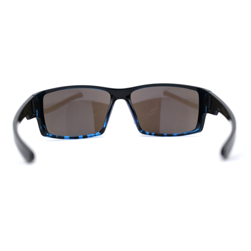 Mens Color Mirror Rectangle Wrap Plastic Sport Sunglasses
