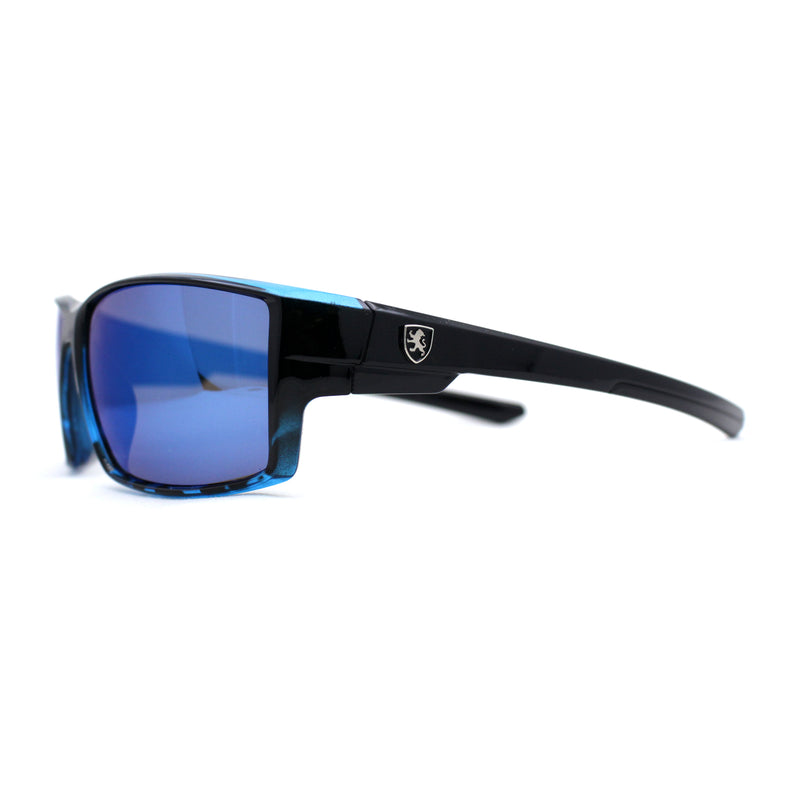 Mens Color Mirror Rectangle Wrap Plastic Sport Sunglasses