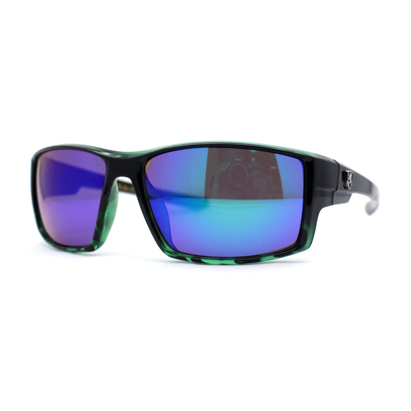 Mens Color Mirror Rectangle Wrap Plastic Sport Sunglasses