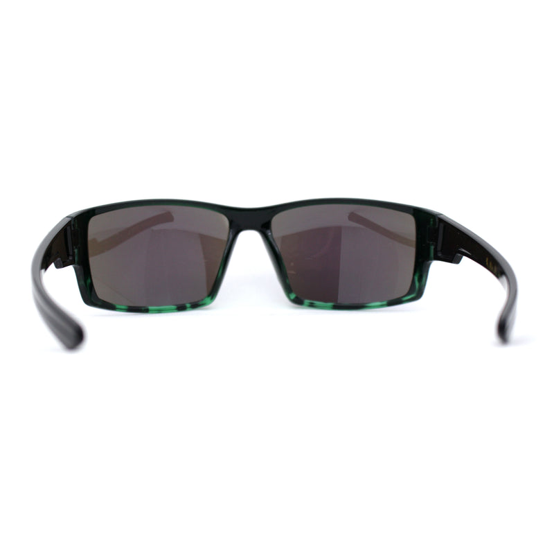 Mens Color Mirror Rectangle Wrap Plastic Sport Sunglasses
