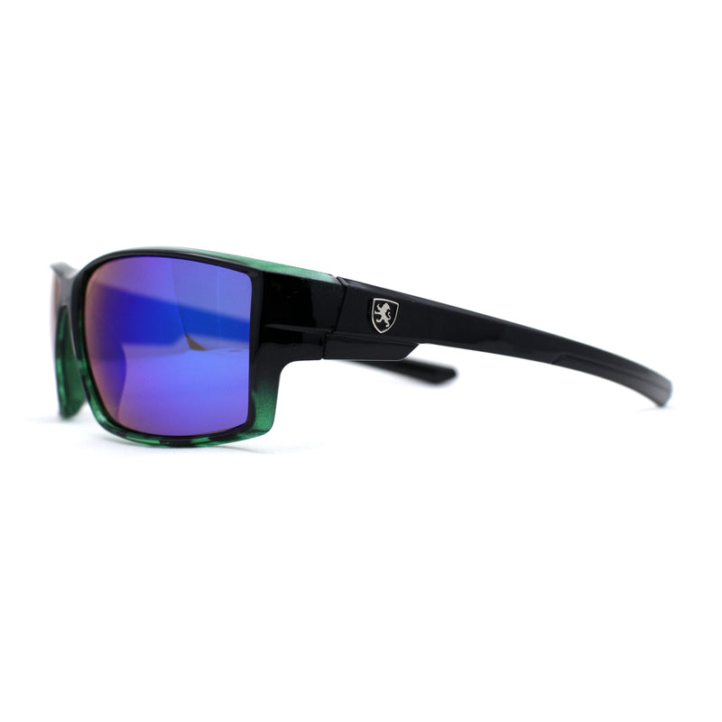 Mens Color Mirror Rectangle Wrap Plastic Sport Sunglasses