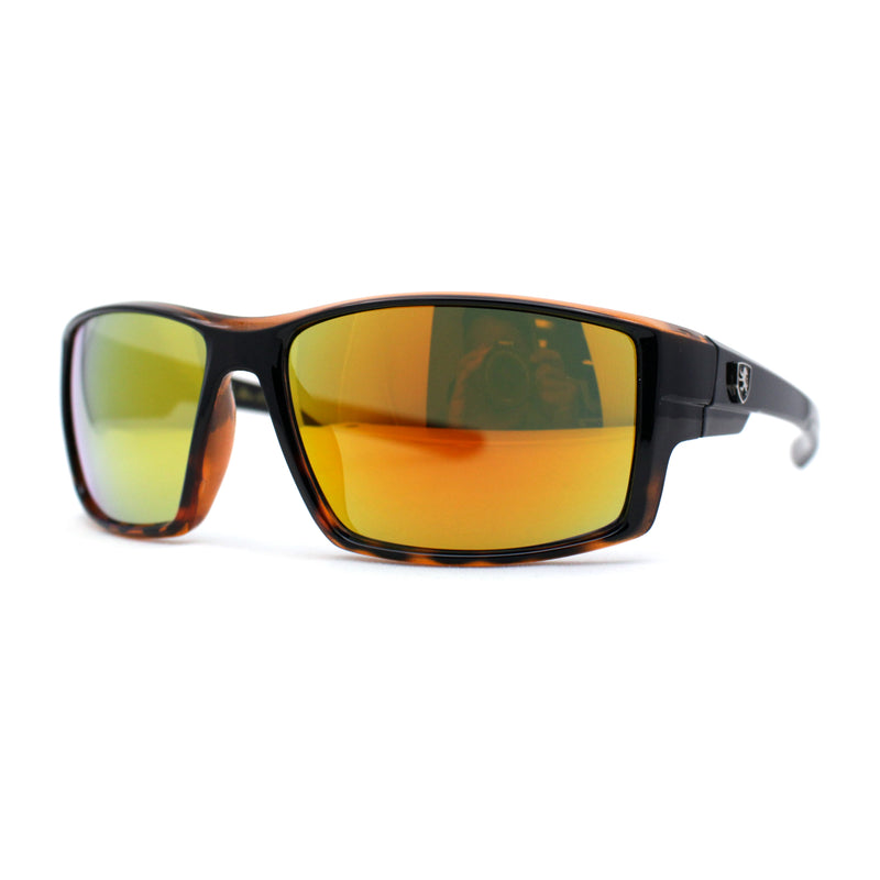Mens Color Mirror Rectangle Wrap Plastic Sport Sunglasses