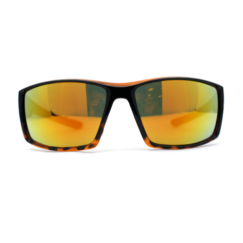 Mens Color Mirror Rectangle Wrap Plastic Sport Sunglasses