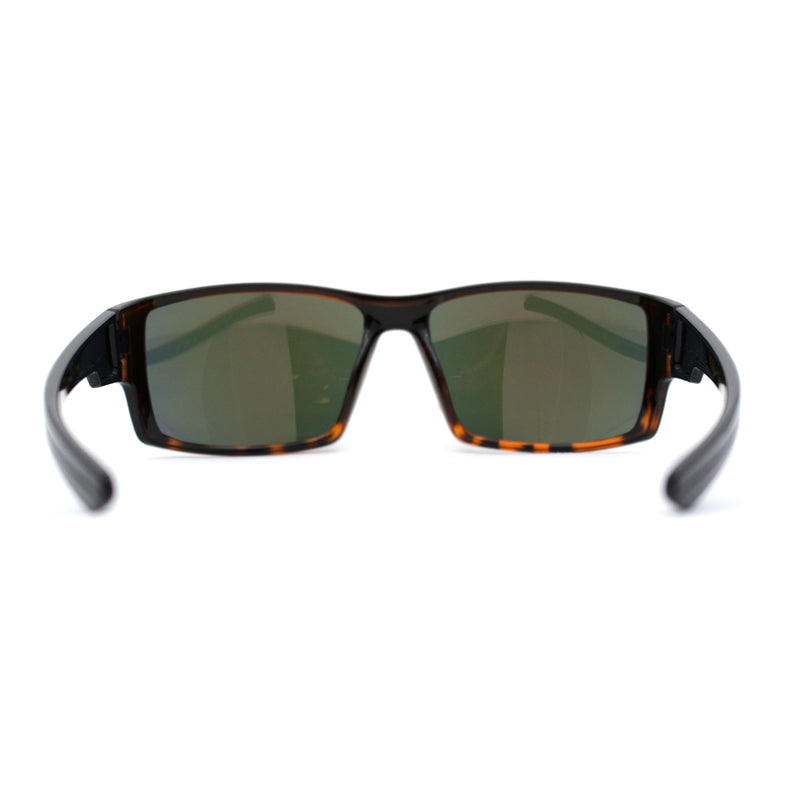 Mens Color Mirror Rectangle Wrap Plastic Sport Sunglasses