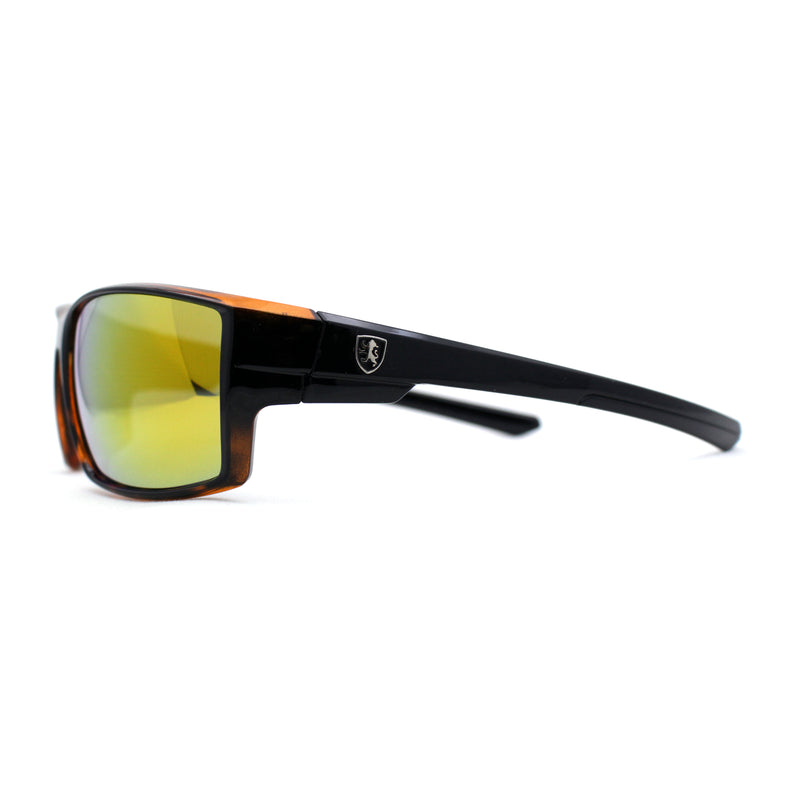 Mens Color Mirror Rectangle Wrap Plastic Sport Sunglasses