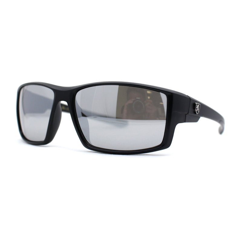 Mens Color Mirror Rectangle Wrap Plastic Sport Sunglasses