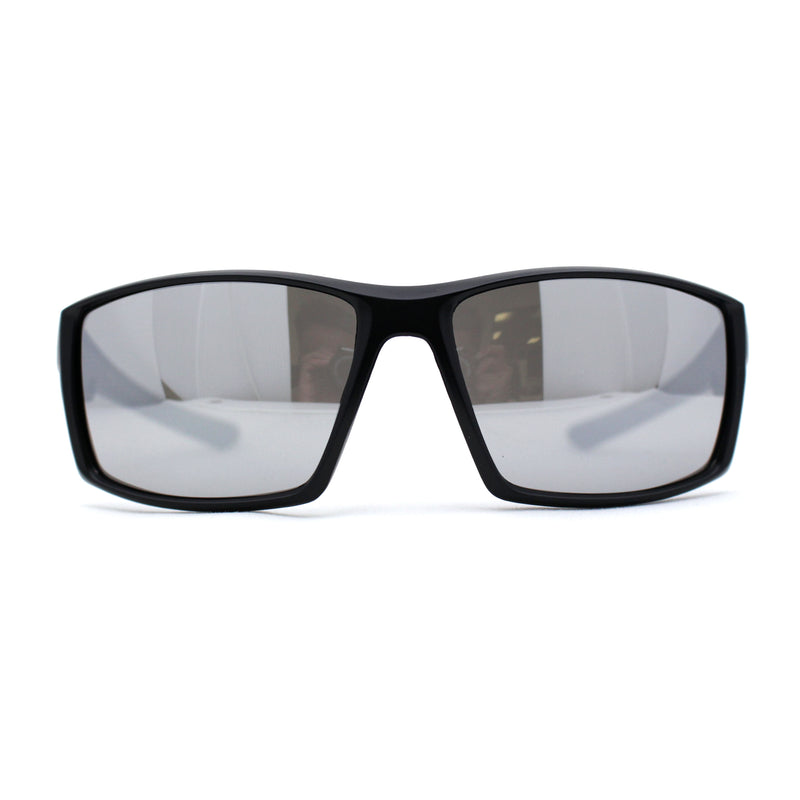 Mens Color Mirror Rectangle Wrap Plastic Sport Sunglasses