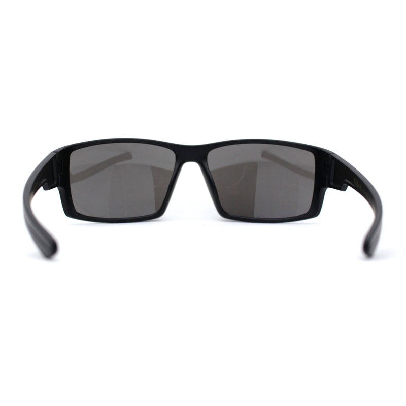 Mens Color Mirror Rectangle Wrap Plastic Sport Sunglasses