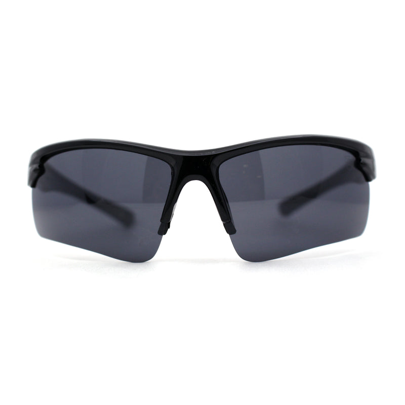 Classic Mens Baseball Half Rim Wrap Around Plastic Sunglasses