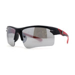 Classic Mens Baseball Half Rim Wrap Around Plastic Sunglasses