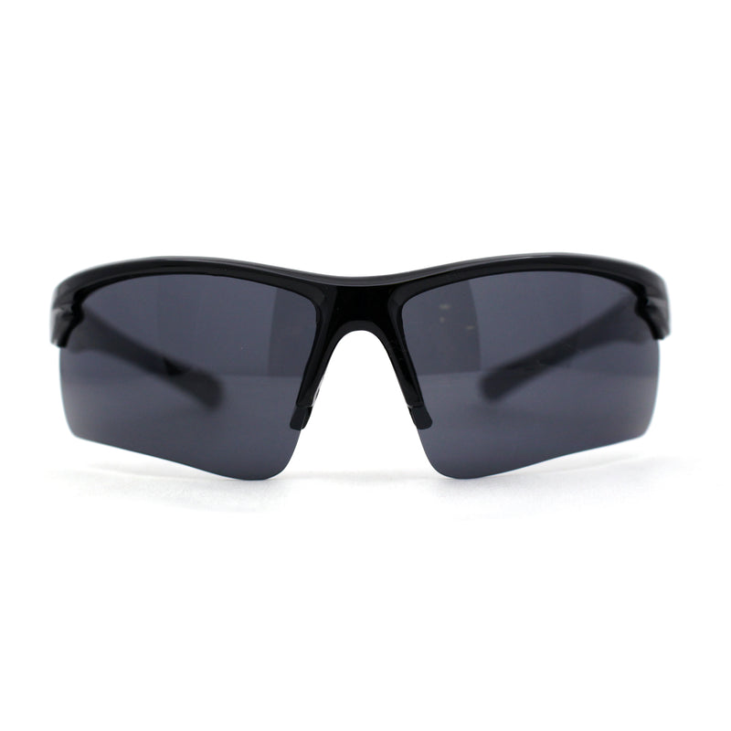 Classic Mens Baseball Half Rim Wrap Around Plastic Sunglasses