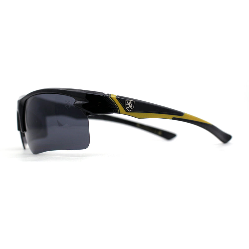 Classic Mens Baseball Half Rim Wrap Around Plastic Sunglasses