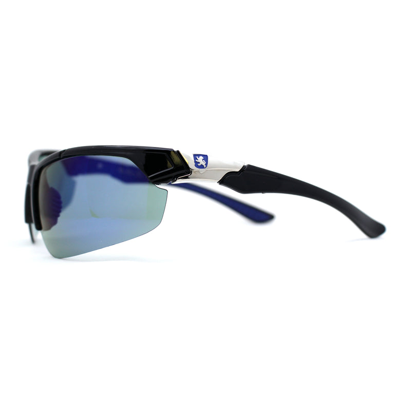 Mens Color Mirror Baseball Half Rim Wrap Plastic Sport Sunglasses