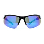 Mens Color Mirror Baseball Half Rim Wrap Plastic Sport Sunglasses