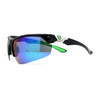 Mens Color Mirror Baseball Half Rim Wrap Plastic Sport Sunglasses