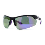 Mens Color Mirror Baseball Half Rim Wrap Plastic Sport Sunglasses