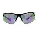 Mens Color Mirror Baseball Half Rim Wrap Plastic Sport Sunglasses