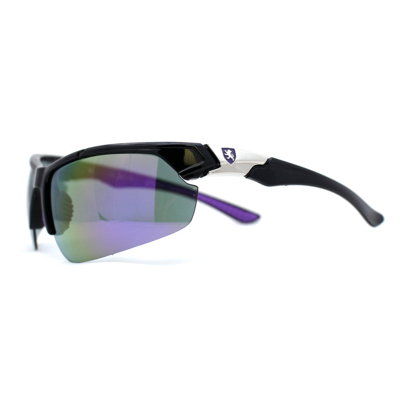 Mens Color Mirror Baseball Half Rim Wrap Plastic Sport Sunglasses