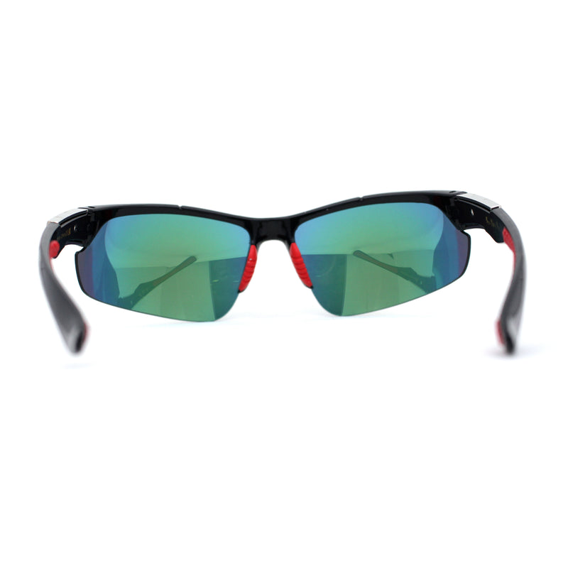 Mens Color Mirror Baseball Half Rim Wrap Plastic Sport Sunglasses