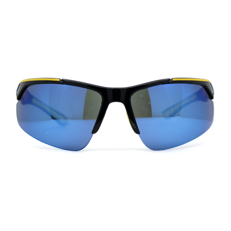 Mens Color Mirror Baseball Half Rim Wrap Plastic Sport Sunglasses