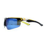 Mens Color Mirror Baseball Half Rim Wrap Plastic Sport Sunglasses