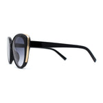 Womens Oversize Cat Eye Inset Lens Metal Jewel Edge Retro Sunglasses