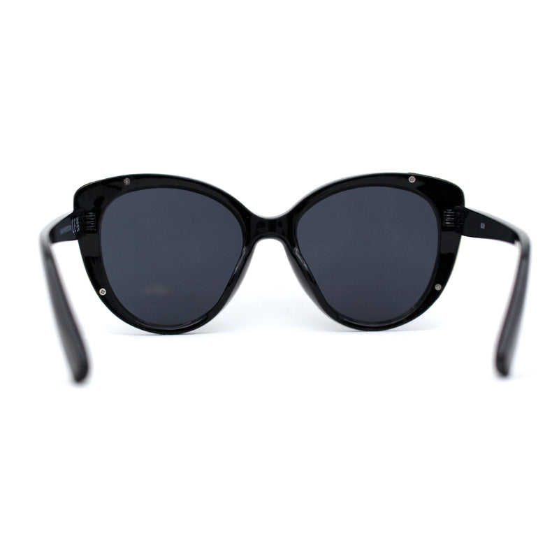 Womens Oversize Cat Eye Inset Lens Metal Jewel Edge Retro Sunglasses