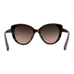 Womens Oversize Cat Eye Inset Lens Metal Jewel Edge Retro Sunglasses