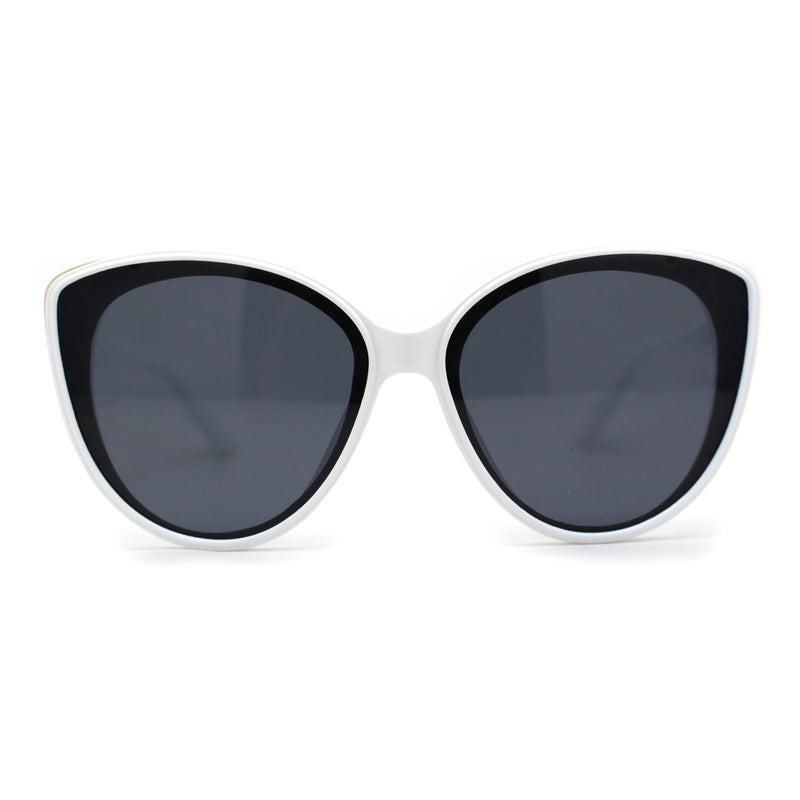 Womens Oversize Cat Eye Inset Lens Metal Jewel Edge Retro Sunglasses