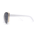 Womens Oversize Cat Eye Inset Lens Metal Jewel Edge Retro Sunglasses