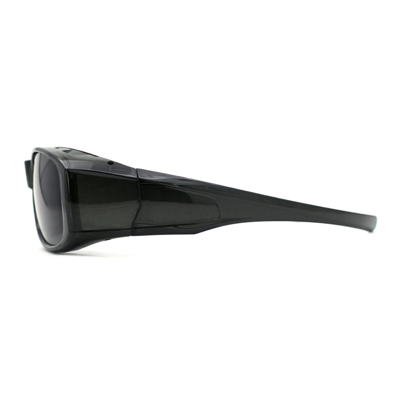 Polarized 60mm Classic Fit Over Wrap Rectangular Sunglasses