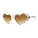 Full Rhinestone Studded Bubbly Heart Shape Cute Sunglasses