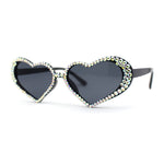 Full Rhinestone Studded Bubbly Heart Shape Cute Sunglasses