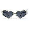 Full Rhinestone Studded Bubbly Heart Shape Cute Sunglasses