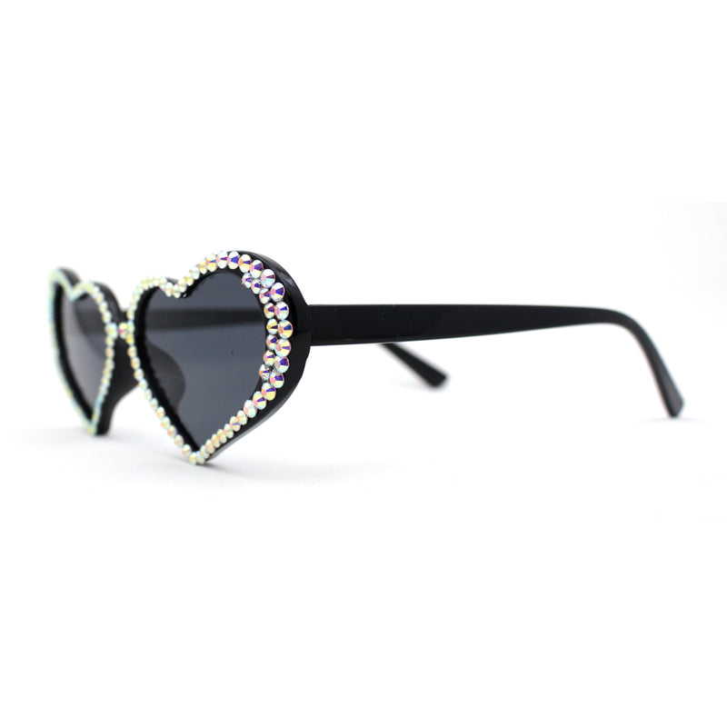 Full Rhinestone Studded Bubbly Heart Shape Cute Sunglasses