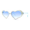 Full Rhinestone Studded Bubbly Heart Shape Cute Sunglasses