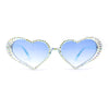 Full Rhinestone Studded Bubbly Heart Shape Cute Sunglasses