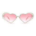 Full Rhinestone Studded Bubbly Heart Shape Cute Sunglasses