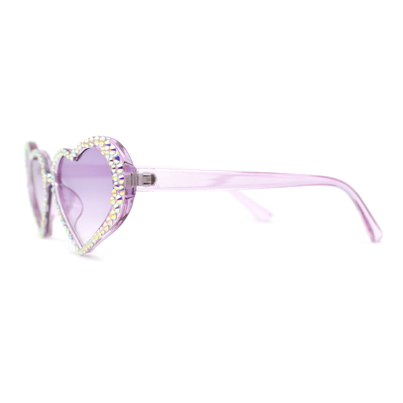 Full Rhinestone Studded Bubbly Heart Shape Cute Sunglasses