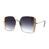 Womens Rhinestone Chain Jewel Trim Classical Metal Rim Butterfly Sunglasses