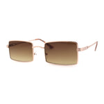 Jewel Metal Chain Engrave Frame Rectangle Sunglasses