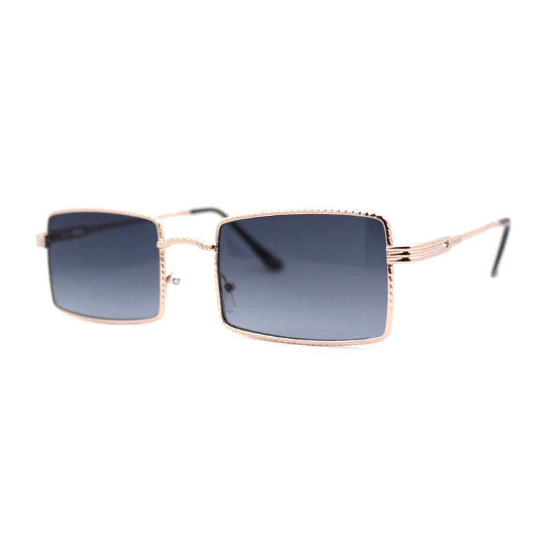 Jewel Metal Chain Engrave Frame Rectangle Sunglasses