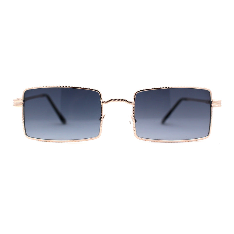 Jewel Metal Chain Engrave Frame Rectangle Sunglasses