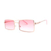 Jewel Metal Chain Engrave Frame Rectangle Sunglasses